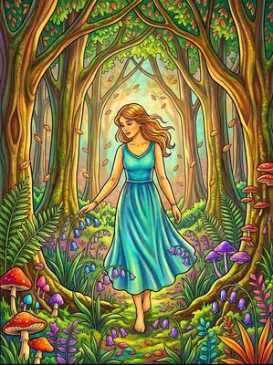 Finished example of the Color by Number page: Bluebells