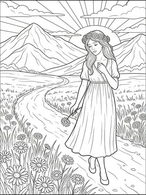 Finished example of the Color by Number page: Daisy Jane