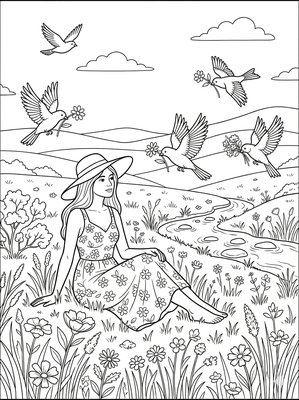 Finished example of the Color by Number page: Wildflowers