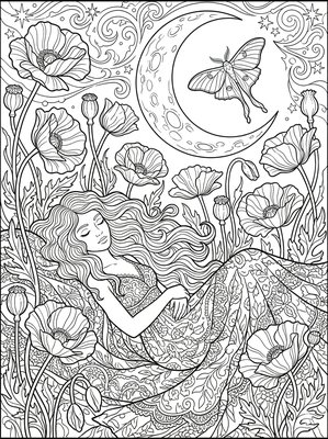 Finished example of the Color by Number page: Poppy