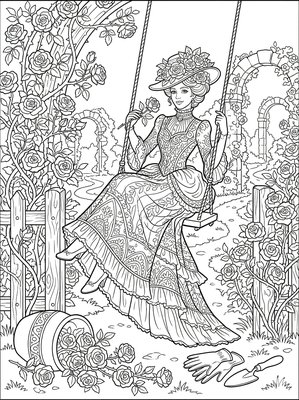 Finished example of the Color by Number page: Roses