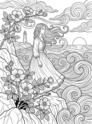 Finished example of the Color by Number page: Wild Roses