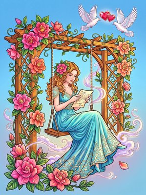 Finished example of the Color by Number page: Gardenia