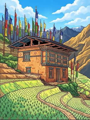 Finished example of the Color by Number page: Traditional Homes
