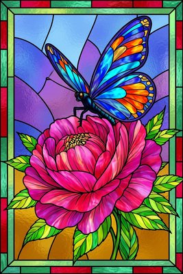 Finished example of the Color by Number page: Graceful Landing on Bloom