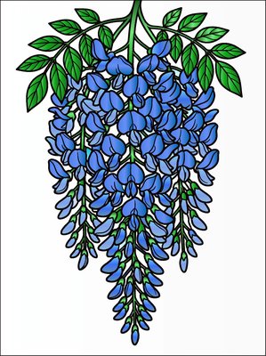 Finished example of the Color by Number page: Wisteria Trellis