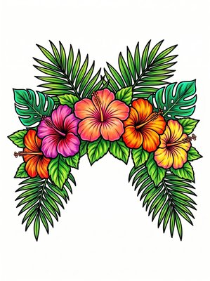Finished example of the Color by Number page: Tropical Crown