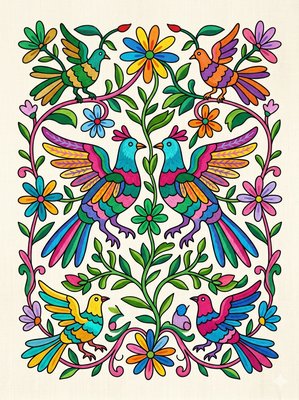 Finished example of the Color by Number page: Wycinanki Folk