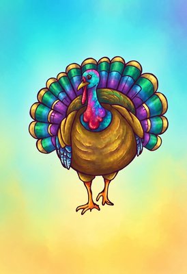 Finished example of the Color by Number page: Turkey Field