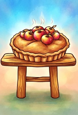 Finished example of the Color by Number page: Cooling Pie