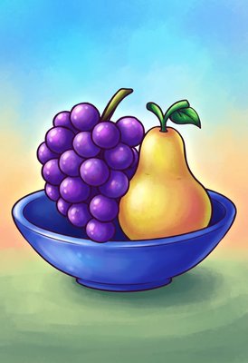 Finished example of the Color by Number page: Pear Plate