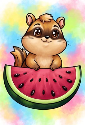 Finished example of the Color by Number page: Silly Chipmunk