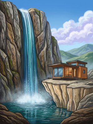 Finished example of the Color by Number page: Iceland Waterfall Valley