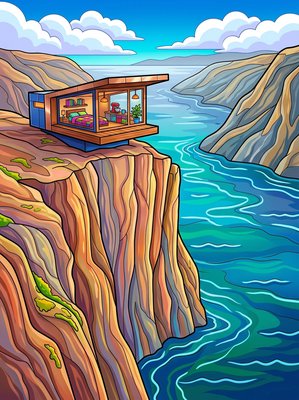 Finished example of the Color by Number page: Modern Fjord Home
