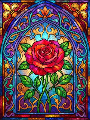 Finished example of the Color by Number page: Rose