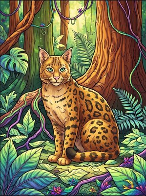 Finished example of the Color by Number page: Forest Golden