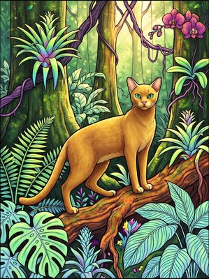 Finished example of the Color by Number page: Bay Cat