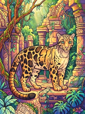 Finished example of the Color by Number page: Bornean Clouded Leopard