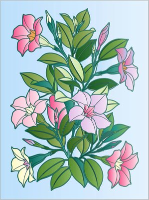 Finished example of the Color by Number page: Mandevilla Vine