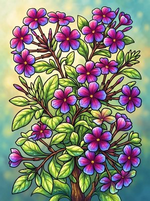 Finished example of the Color by Number page: Cape Leadwort