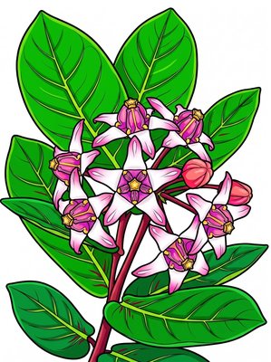 Finished example of the Color by Number page: Crown Flower