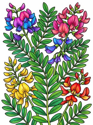 Finished example of the Color by Number page: Mamane Bloom