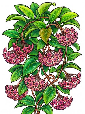 Finished example of the Color by Number page: Hoya Flowers