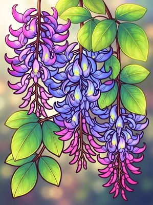 Finished example of the Color by Number page: Jade Vine