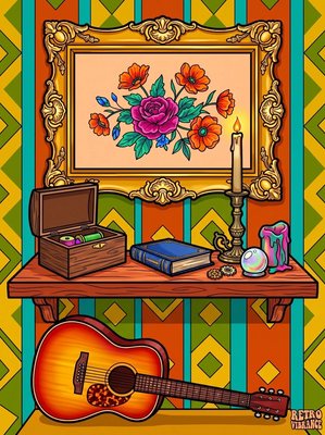 Finished example of the Color by Number page: Music