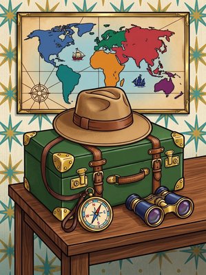 Finished example of the Color by Number page: Travel