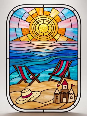 Finished example of the Color by Number page: Beach