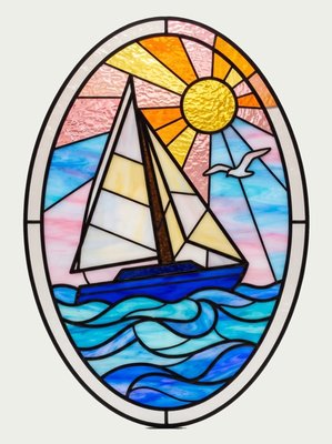 Finished example of the Color by Number page: Sailboat