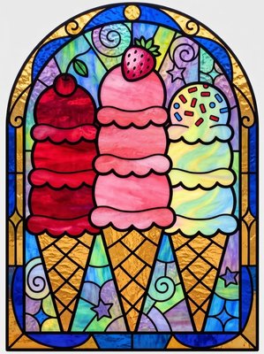 Finished example of the Color by Number page: Icecream
