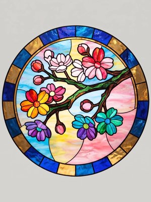 Finished example of the Color by Number page: Blossoms