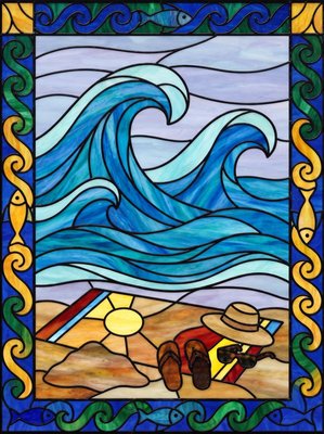 Finished example of the Color by Number page: Ocean Waves