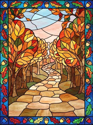 Finished example of the Color by Number page: Country Road