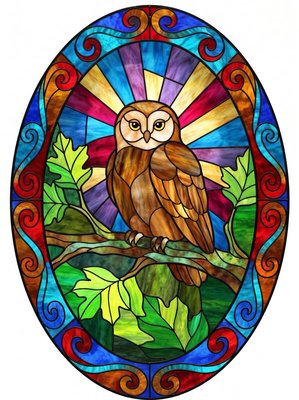 Finished example of the Color by Number page: Autumn Owl