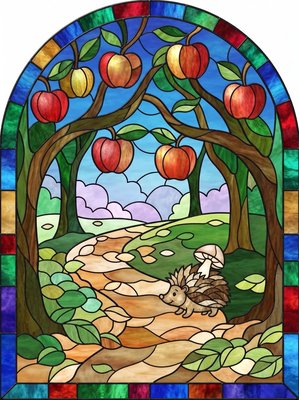 Finished example of the Color by Number page: Forest Path