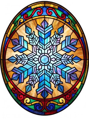 Finished example of the Color by Number page: Snowflake Mandala