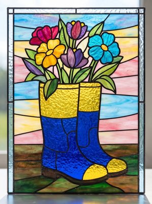 Finished example of the Color by Number page: Boots