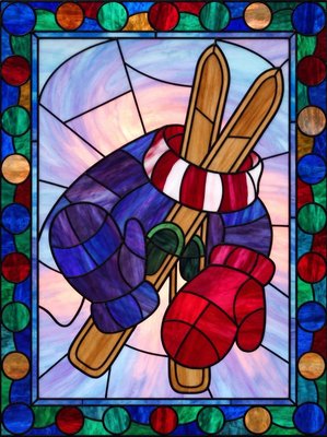 Finished example of the Color by Number page: Mittens and Scarf