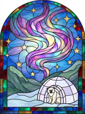 Finished example of the Color by Number page: Northern Lights