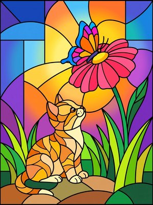 Finished example of the Color by Number page: Butterfly Watch
