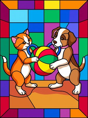 Finished example of the Color by Number page: Tug Fun