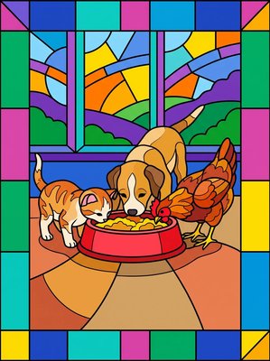 Finished example of the Color by Number page: Shared Meal