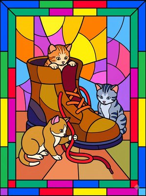 Finished example of the Color by Number page: Shoe Explorers