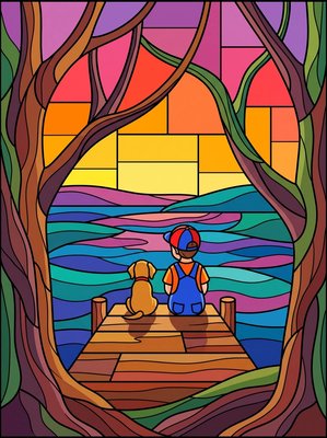 Finished example of the Color by Number page: Pier Buddies