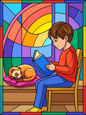 Finished example of the Color by Number page: Ferret Tales