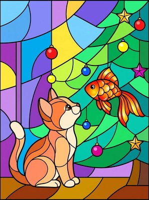 Finished example of the Color by Number page: Christmas Glow