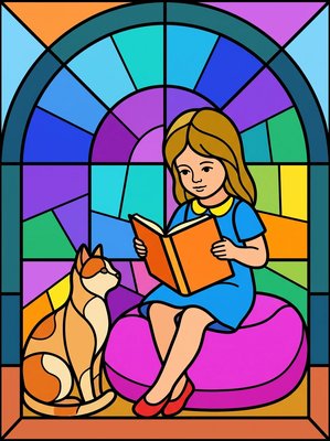 Finished example of the Color by Number page: Story Time
